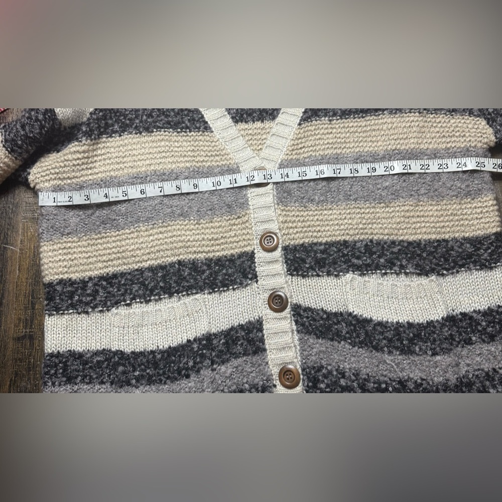 BKE Women's Nubby Striped Cardigan Sweater - Picture 6 of 7